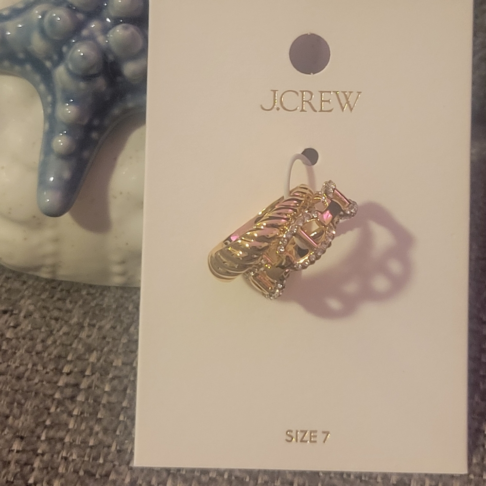 J. Crew Gold and Pave Women's Ring Set